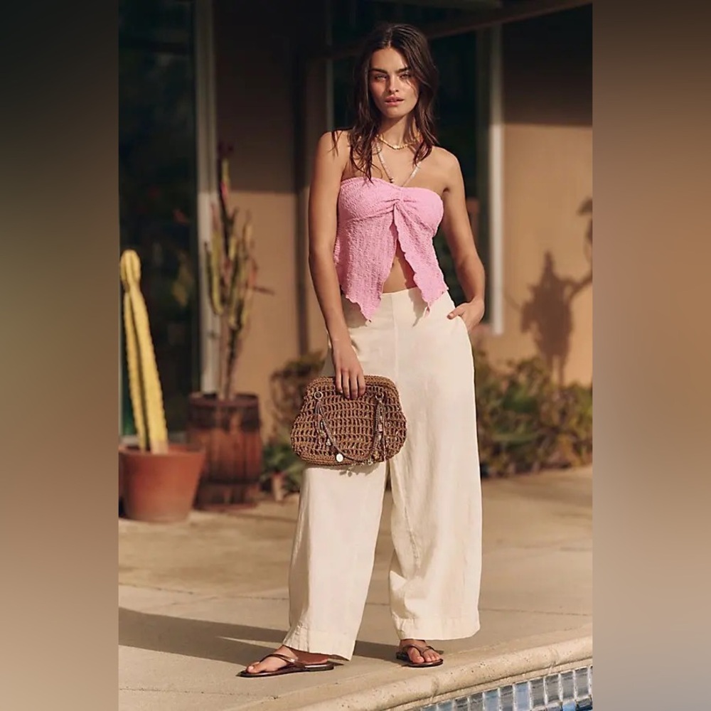 NWOT Free People Free-est Demi Cotton Linen Lightweight Slouchy Wide Leg Pants